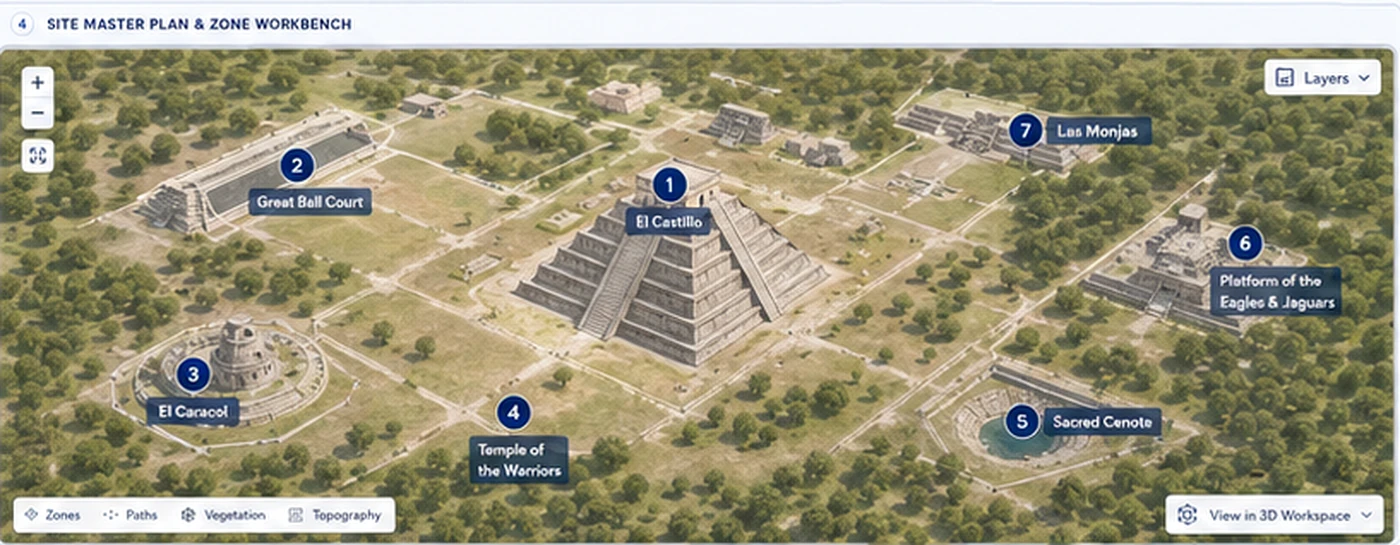 Chichén Itzá site development map