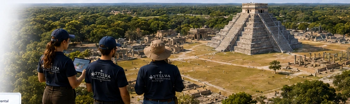 Stella Nova students conducting fieldwork at Chichén Itzá
